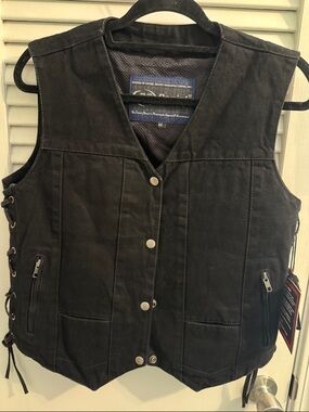 Women’s Black Denim Motorcycle Vest